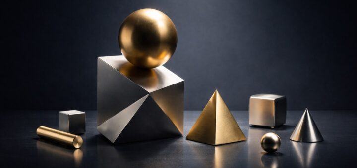 A large geometric form beside several smaller precise forms, representing knowledge distillation between models